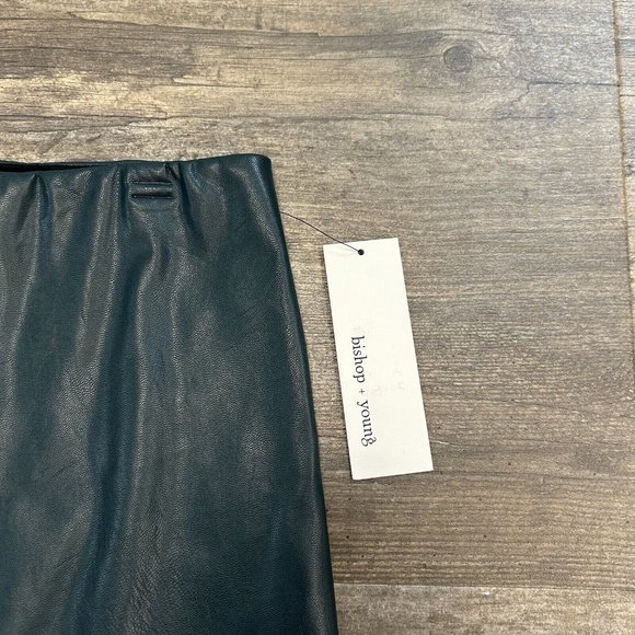 BISHOP + YOUNG Anthropologie VEGAN LEATHER Mini Skirt Black/Jade NWT - Picture 3 of 10
